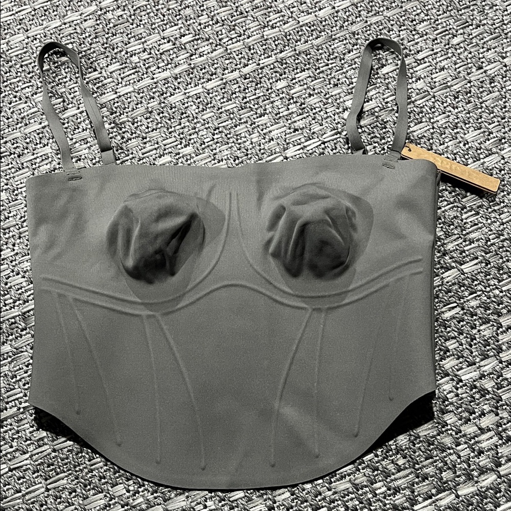 Skims | Bonded Corset Group Crop in Steel